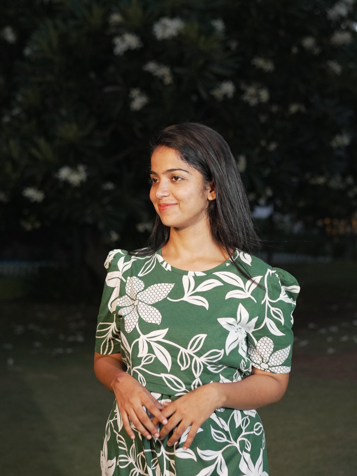 Olive Green Floral Print Maternity Feeding Maxi Dress