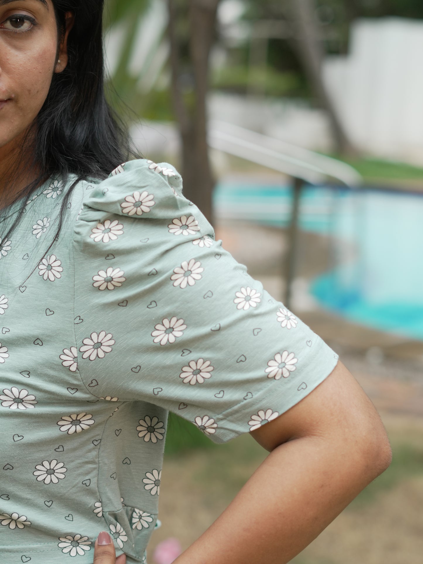 Sage Green Floral Print Maternity Feeding Maxi Dress