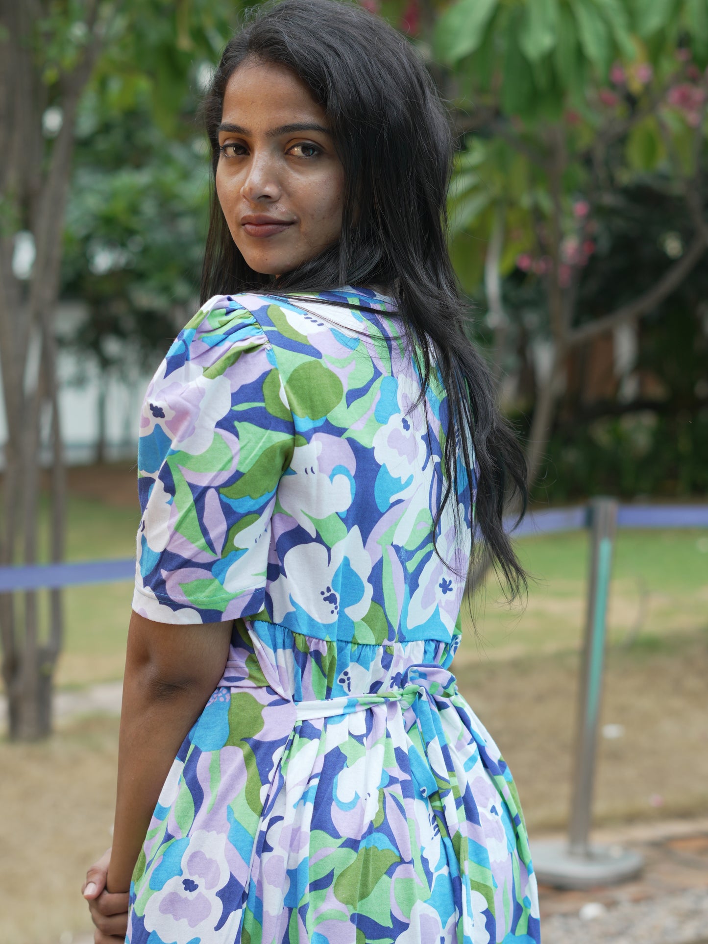 Pastel Floral Print Maternity Feeding Maxi Dress